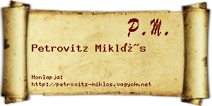 Petrovitz Miklós névjegykártya